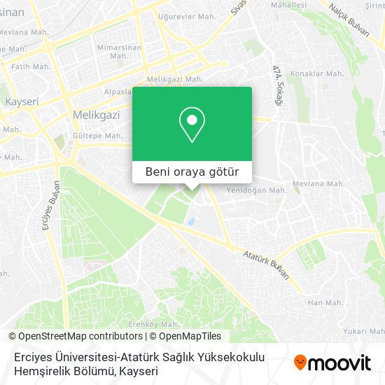 Erciyes Üniversitesi-Atatürk Sağlık Yüksekokulu Hemşirelik Bölümü harita