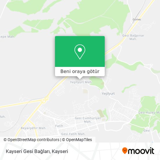 Kayseri Gesi Bağları harita