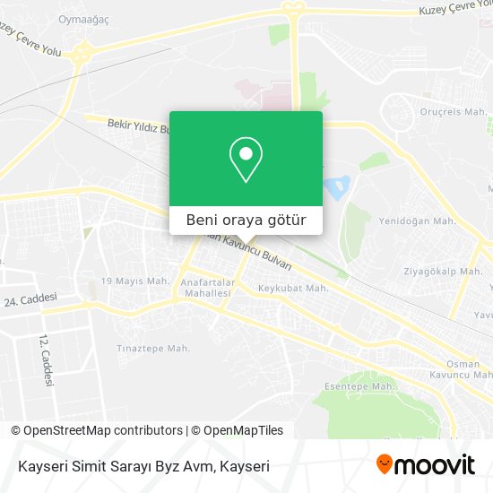 Kayseri Simit Sarayı Byz Avm harita