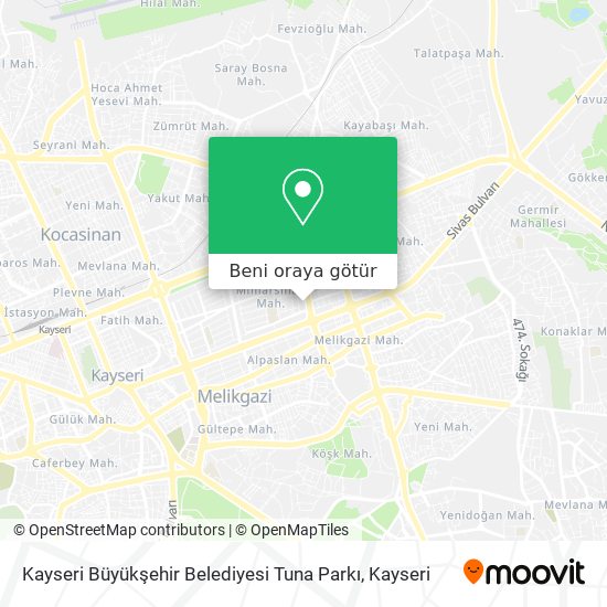 Kayseri Büyükşehir Belediyesi Tuna Parkı harita