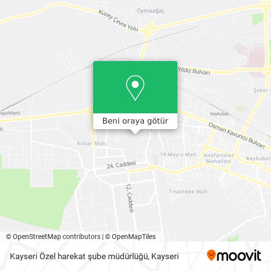 Kayseri Özel harekat şube müdürlüğü harita