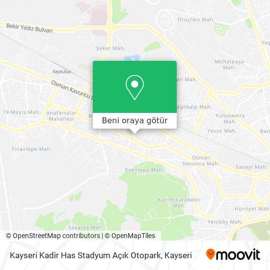 Kayseri Kadir Has Stadyum Açık Otopark harita