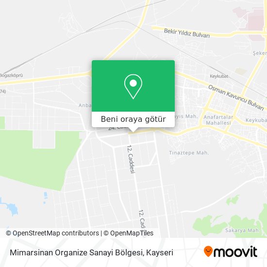 Mimarsinan Organize Sanayi Bölgesi harita