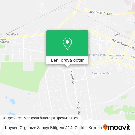 Kayseri Organize Sanayi Bölgesi / 14. Cadde harita