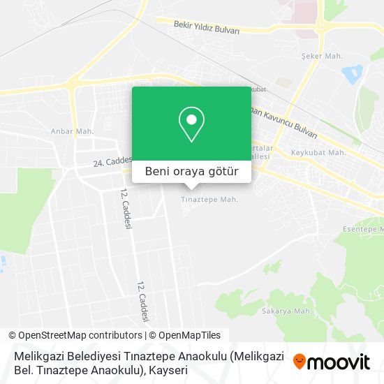 Melikgazi Belediyesi Tınaztepe Anaokulu harita