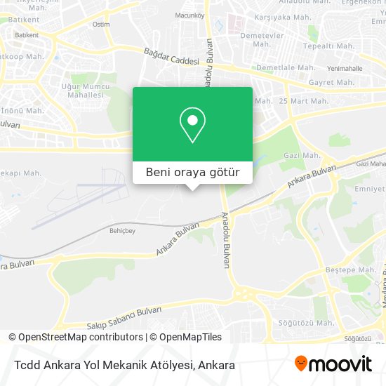 Tcdd Ankara Yol Mekanik Atölyesi harita