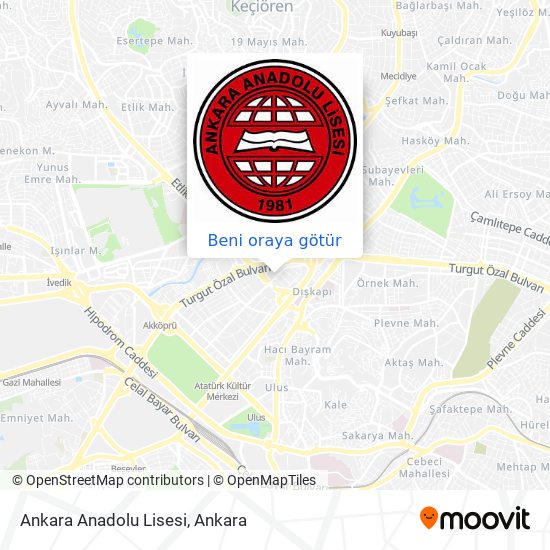 Ankara Anadolu Lisesi harita