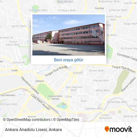 Ankara Anadolu Lisesi harita