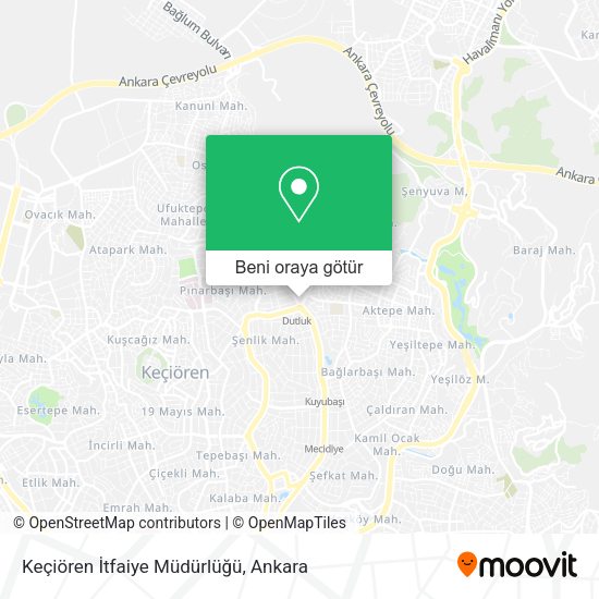 Keçiören İtfaiye Müdürlüğü harita