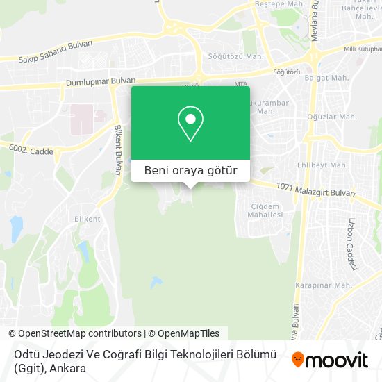 Odtü Jeodezi Ve Coğrafi Bilgi Teknolojileri Bölümü (Ggit) harita