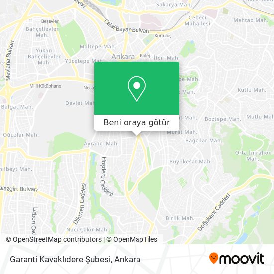 Garanti Kavaklıdere Şubesi harita