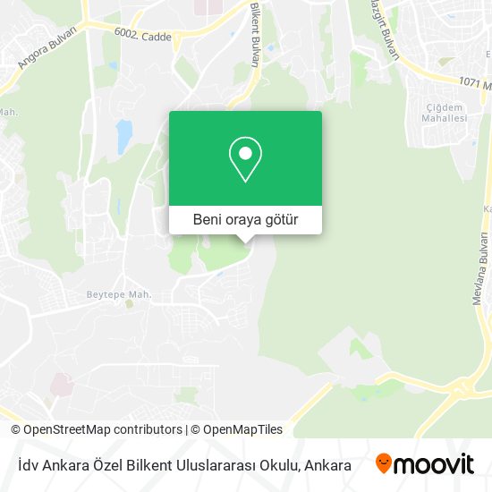 İdv Ankara Özel Bilkent Uluslararası Okulu harita