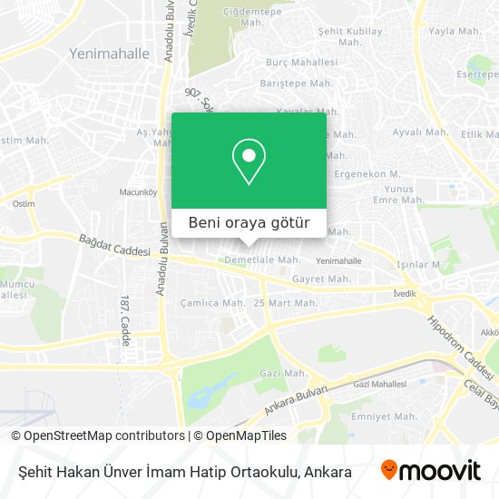 Şehit Hakan Ünver İmam Hatip Ortaokulu harita