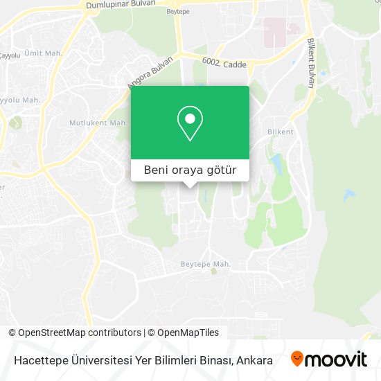 Hacettepe Üniversitesi Yer Bilimleri Binası harita