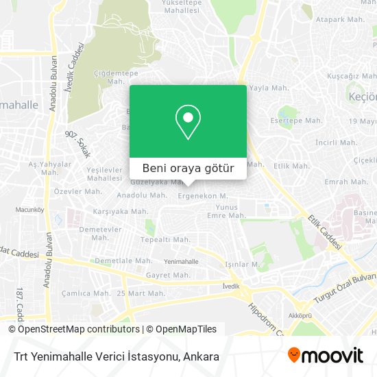 Trt Yenimahalle Verici İstasyonu harita