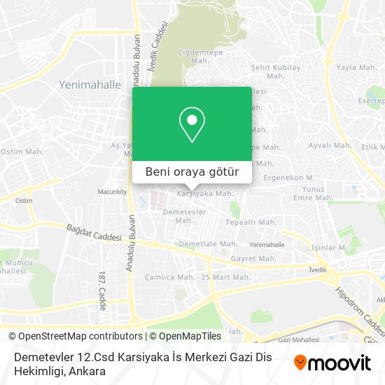Demetevler 12.Csd Karsiyaka İs Merkezi Gazi Dis Hekimligi harita