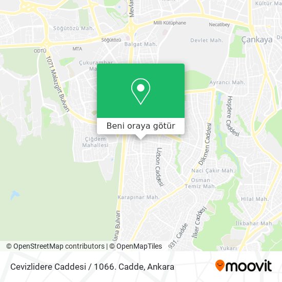 Cevizlidere Caddesi / 1066. Cadde harita