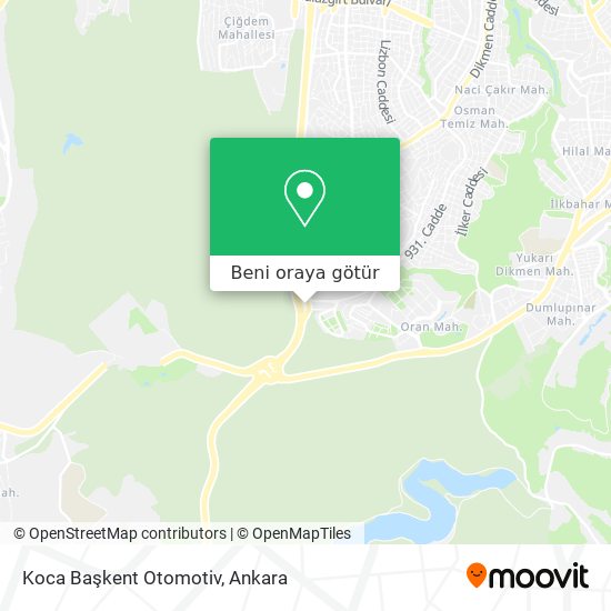 Koca Başkent Otomotiv harita