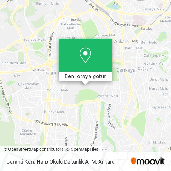 Garanti Kara Harp Okulu Dekanlık ATM harita