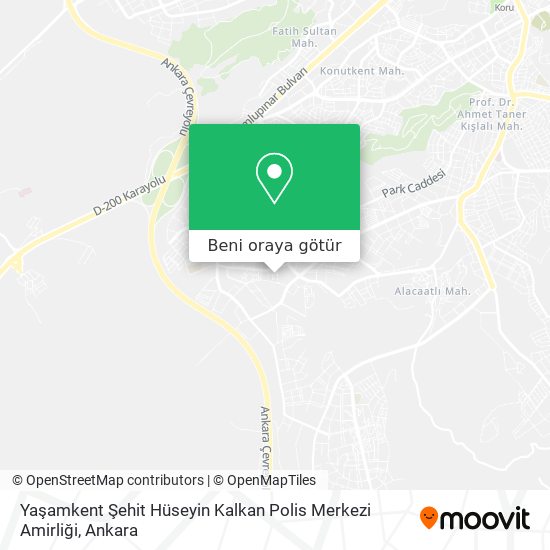 Yaşamkent Şehit Hüseyin Kalkan Polis Merkezi Amirliği harita