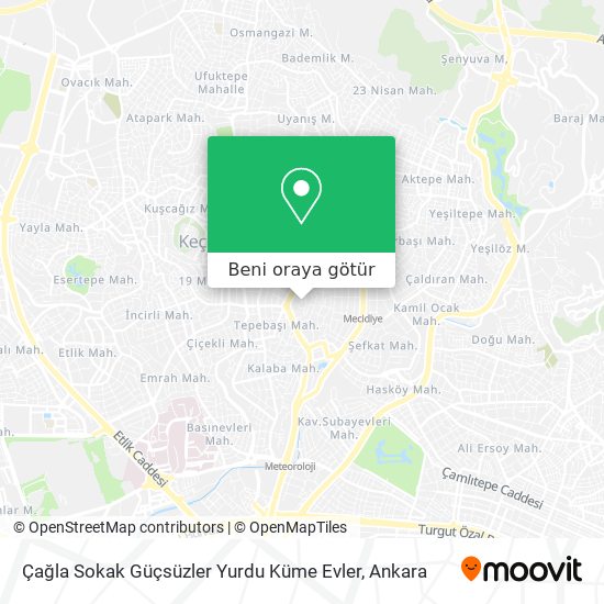 Çağla Sokak Güçsüzler Yurdu Küme Evler harita