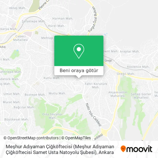 Meşhur Adıyaman Çiğköftecisi (Meşhur Adıyaman Çiğköftecisi Samet Usta Natoyolu Şubesi) harita