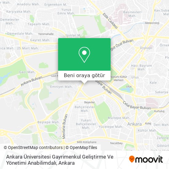 Ankara Üniversitesi Gayrimenkul Geliştirme Ve Yönetimi Anabilimdalı harita