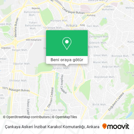 Çankaya Askeri İnzibat Karakol Komutanlığı harita