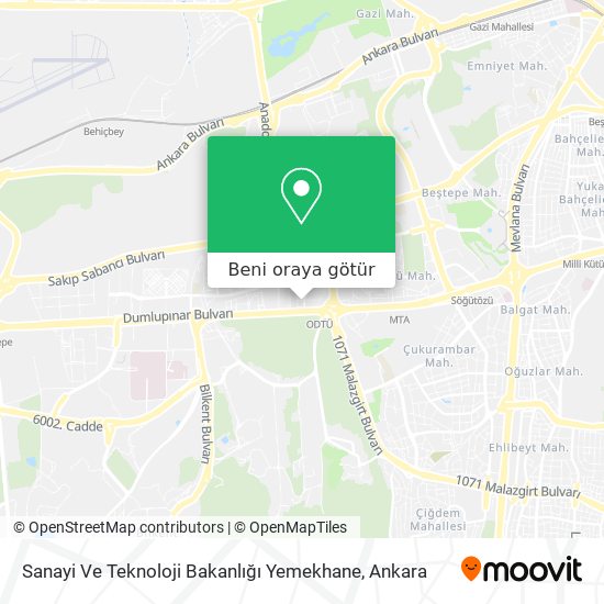 Sanayi Ve Teknoloji Bakanlığı Yemekhane harita