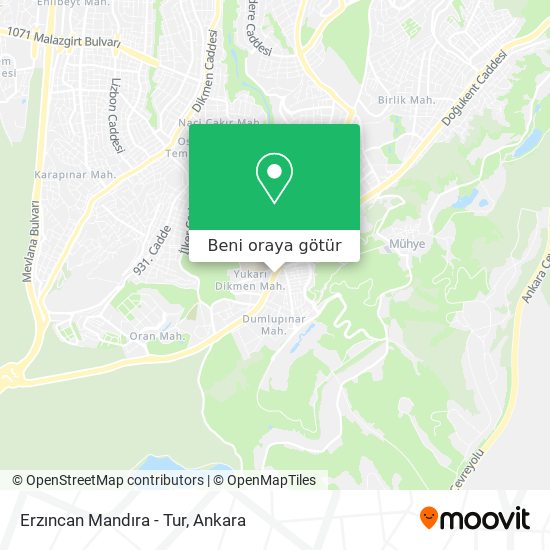 Erzıncan Mandıra - Tur harita