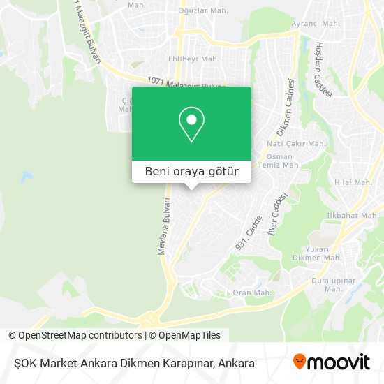ŞOK Market Ankara Dikmen Karapınar harita