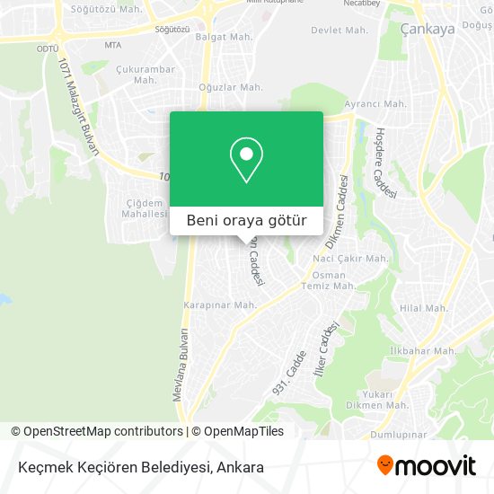 Keçmek Keçiören Belediyesi harita