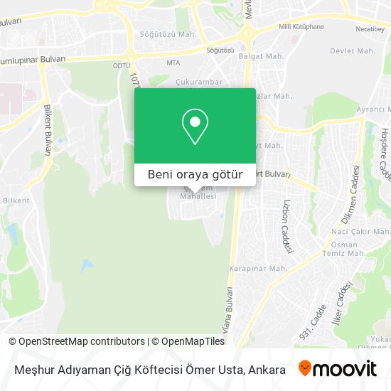 Meşhur Adıyaman Çiğ Köftecisi Ömer Usta harita