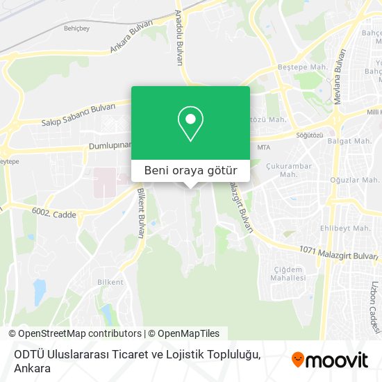 ODTÜ Uluslararası Ticaret ve Lojistik Topluluğu harita