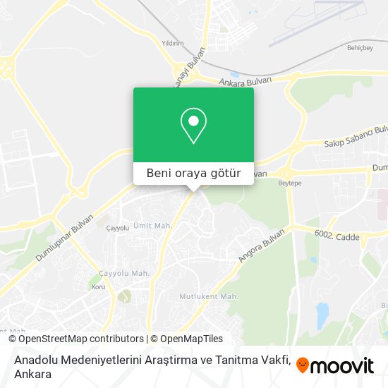 Anadolu Medeniyetlerini Araştirma ve Tanitma Vakfi harita