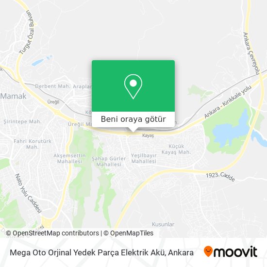 Mega Oto Orjinal Yedek Parça Elektrik Akü harita