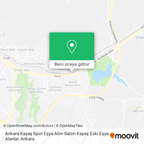 Ankara Kayaş Spot Eşya Alim Satim Kayaş Eski Eşya Alanlar harita