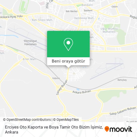 Erciyes Oto Kaporta ve Boya Tamir Oto Bizim İşimiz harita