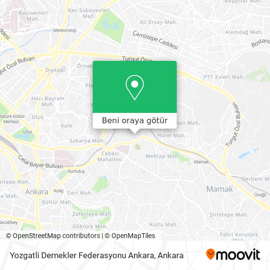 Yozgatli Dernekler Federasyonu Ankara harita