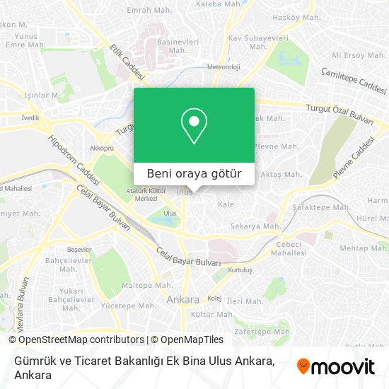 Gümrük ve Ticaret Bakanlığı Ek Bina Ulus Ankara harita