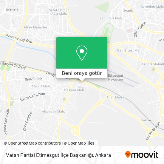 Vatan Partisi Etimesgut İlçe Başkanlığı harita