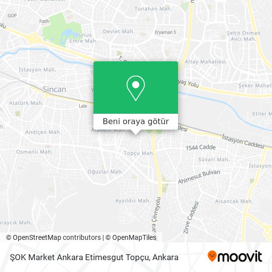 ŞOK Market Ankara Etimesgut Topçu harita