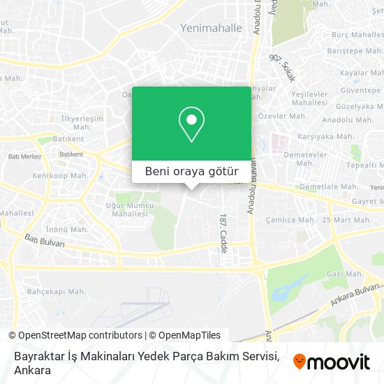 Bayraktar İş Makinaları Yedek Parça Bakım Servisi harita