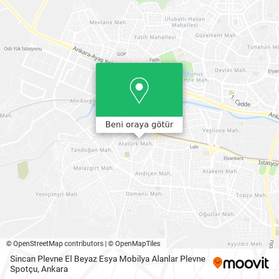 Sincan Plevne El Beyaz Esya Mobilya Alanlar Plevne Spotçu harita