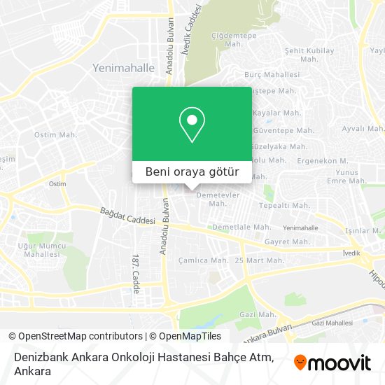 Denizbank Ankara Onkoloji Hastanesi Bahçe Atm harita