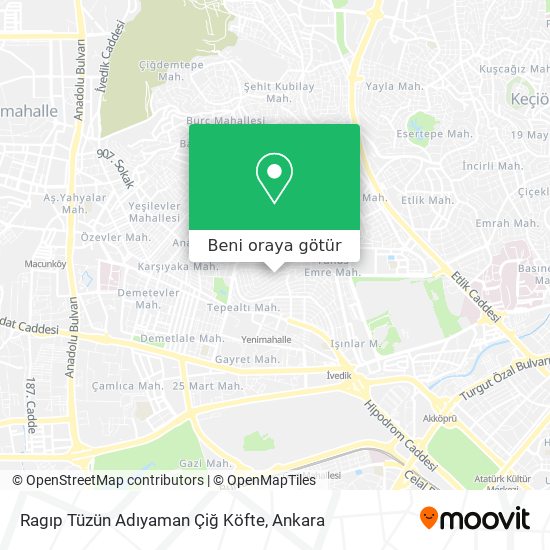 Ragıp Tüzün Adıyaman Çiğ Köfte harita