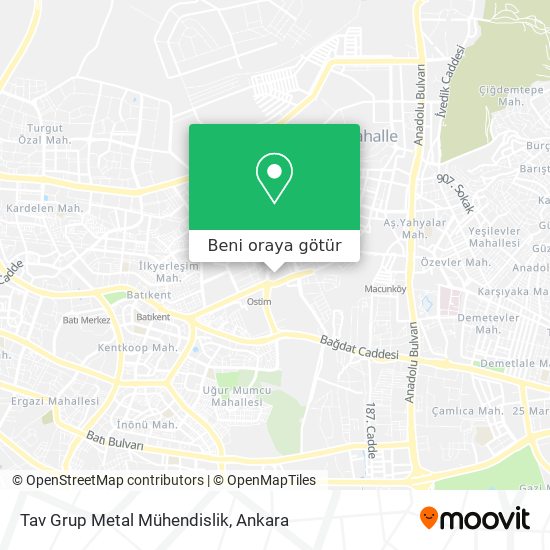 Tav Grup Metal Mühendislik harita