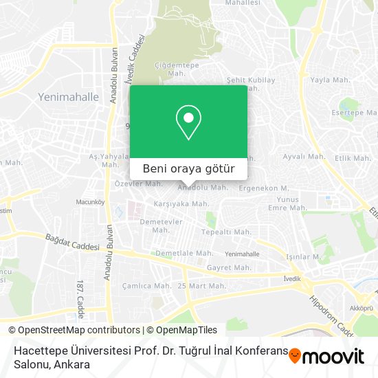 Hacettepe Üniversitesi Prof. Dr. Tuğrul İnal Konferans Salonu harita