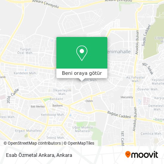 Esab Özmetal Ankara harita