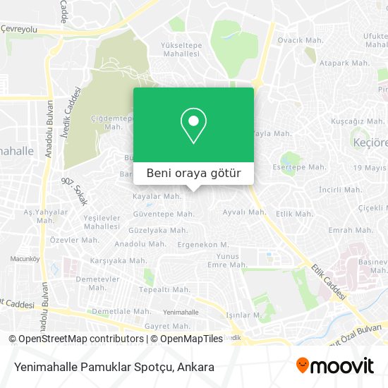 Yenimahalle Pamuklar Spotçu harita